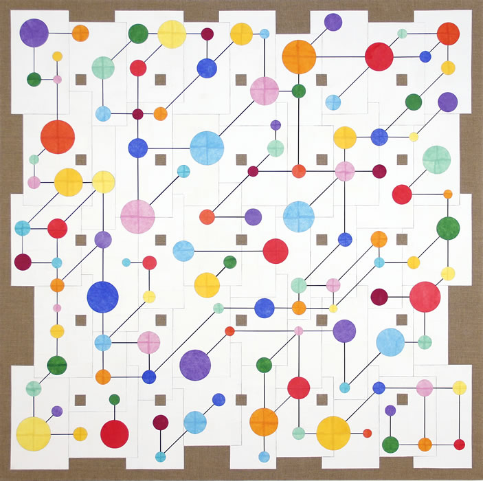 Nominal Space, 2012, collage, acrylic, flashe on linen, 42 x 42