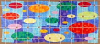 Ovid-Larson K6, 2009, collage, acrylic, flashe on linen, 32